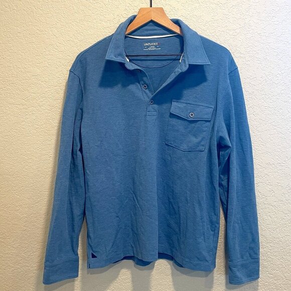 UNTUCKit Other - Untuckit Blue Collared Pullover Henley Shirt Men's Large